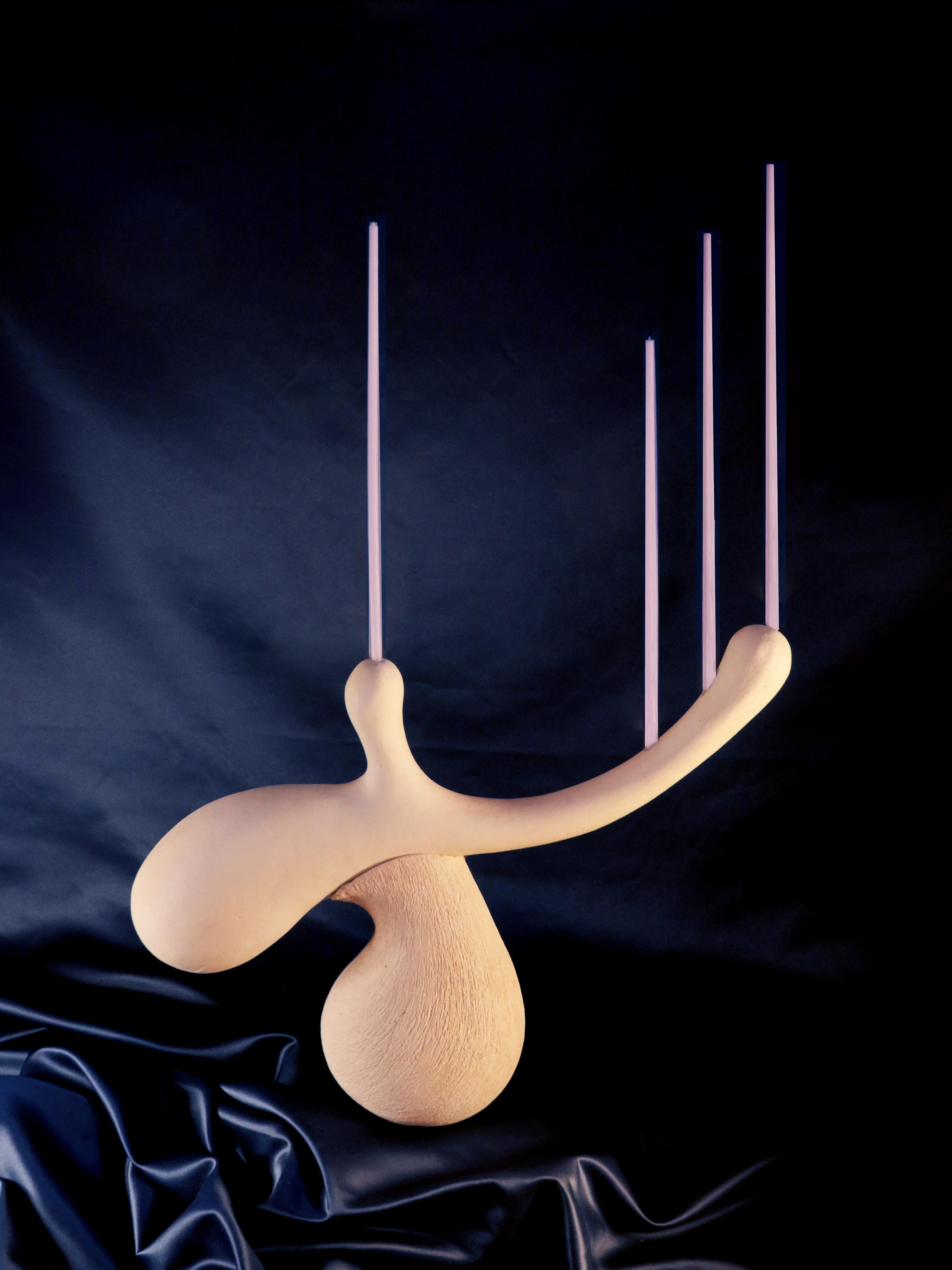 Hand-Carved Contemporary Earthy Tide Candelabra 03 handcrafted by Jan Ernst  For Sale