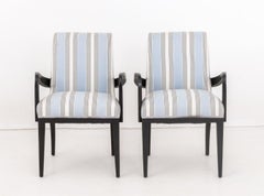 Contemporary Ebonized Armchairs, Pair