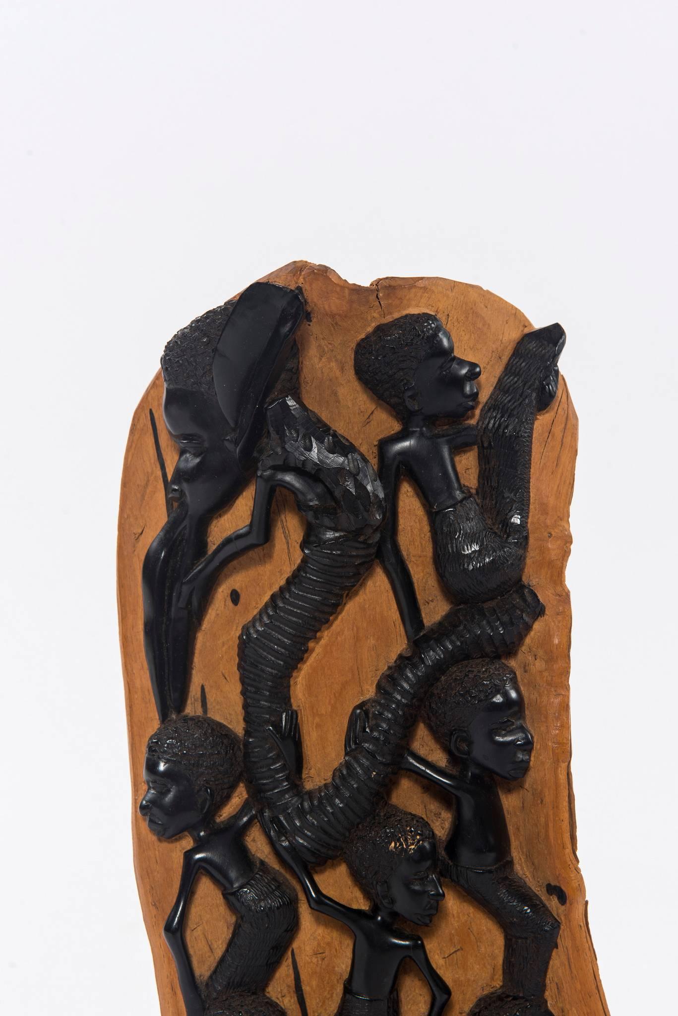 Primitive Contemporary Ebony Makonde African Wood Carving For Sale