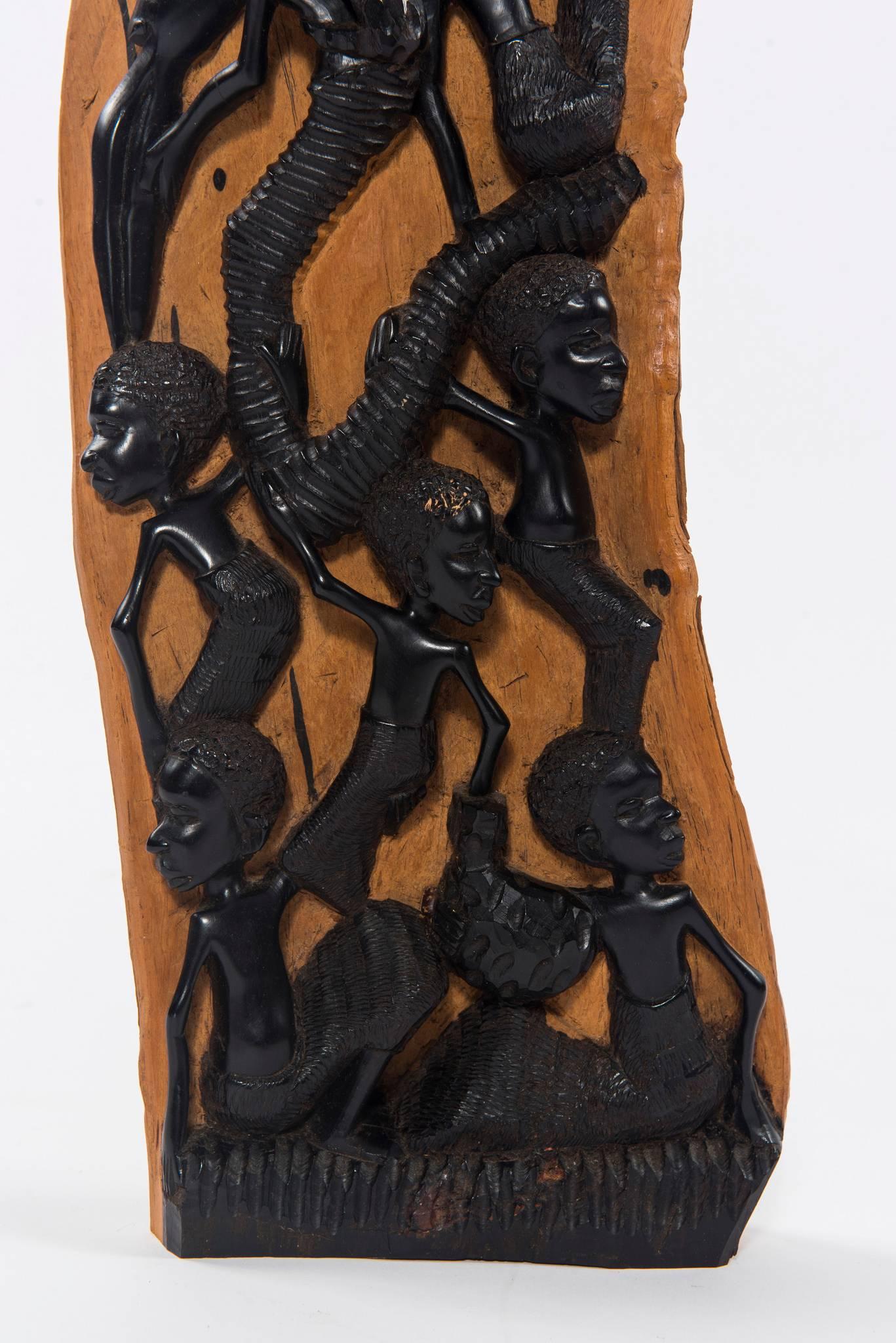 Tanzanian Contemporary Ebony Makonde African Wood Carving For Sale