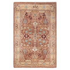 Contemporary Eclectic Hand Knotted Wool Brown Area Rug