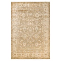 Contemporary Eclectic Hand Knotted Wool Green Area Rug