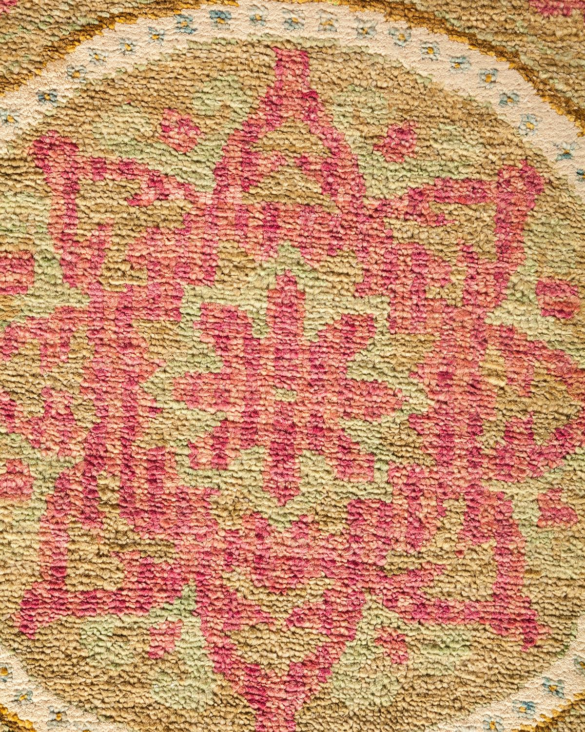 Alfombra contemporánea ecléctica de lana anudada a mano en color marfil Pakistaní en venta