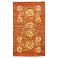 Contemporary Eclectic Hand Knotted Wool Pink Area Rug