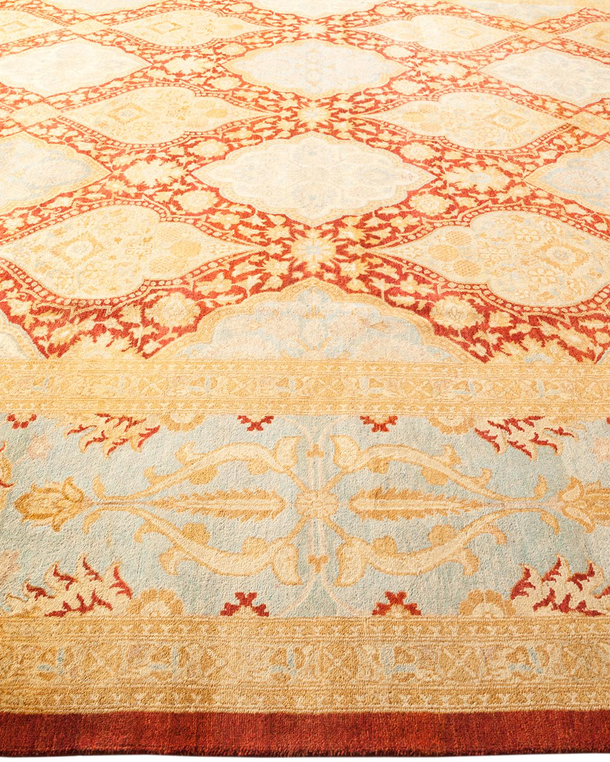 Contemporary Eclectic Hand Knotted Wool Red Area Rug In New Condition For Sale In Norwalk, CT