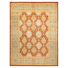 Contemporary Eclectic Hand Knotted Wool Red Area Rug