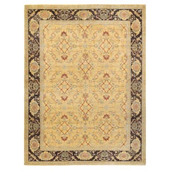 Contemporary Eclectic Hand Knotted Wool Yellow Area Rug
