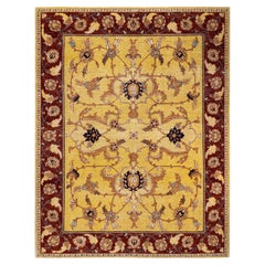 Contemporary Eclectic Handknotted Wool Yellow Area Rug