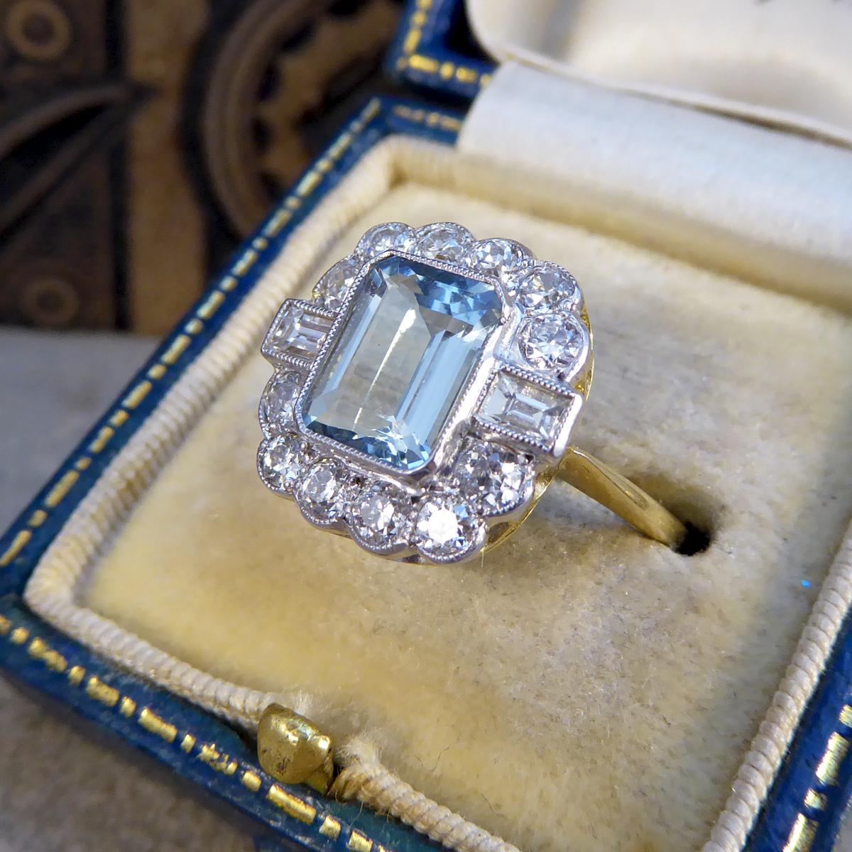 Contemporary Edwardian Style 1.50 Carat Aquamarine and Diamond Ring in 18ct Gold 3