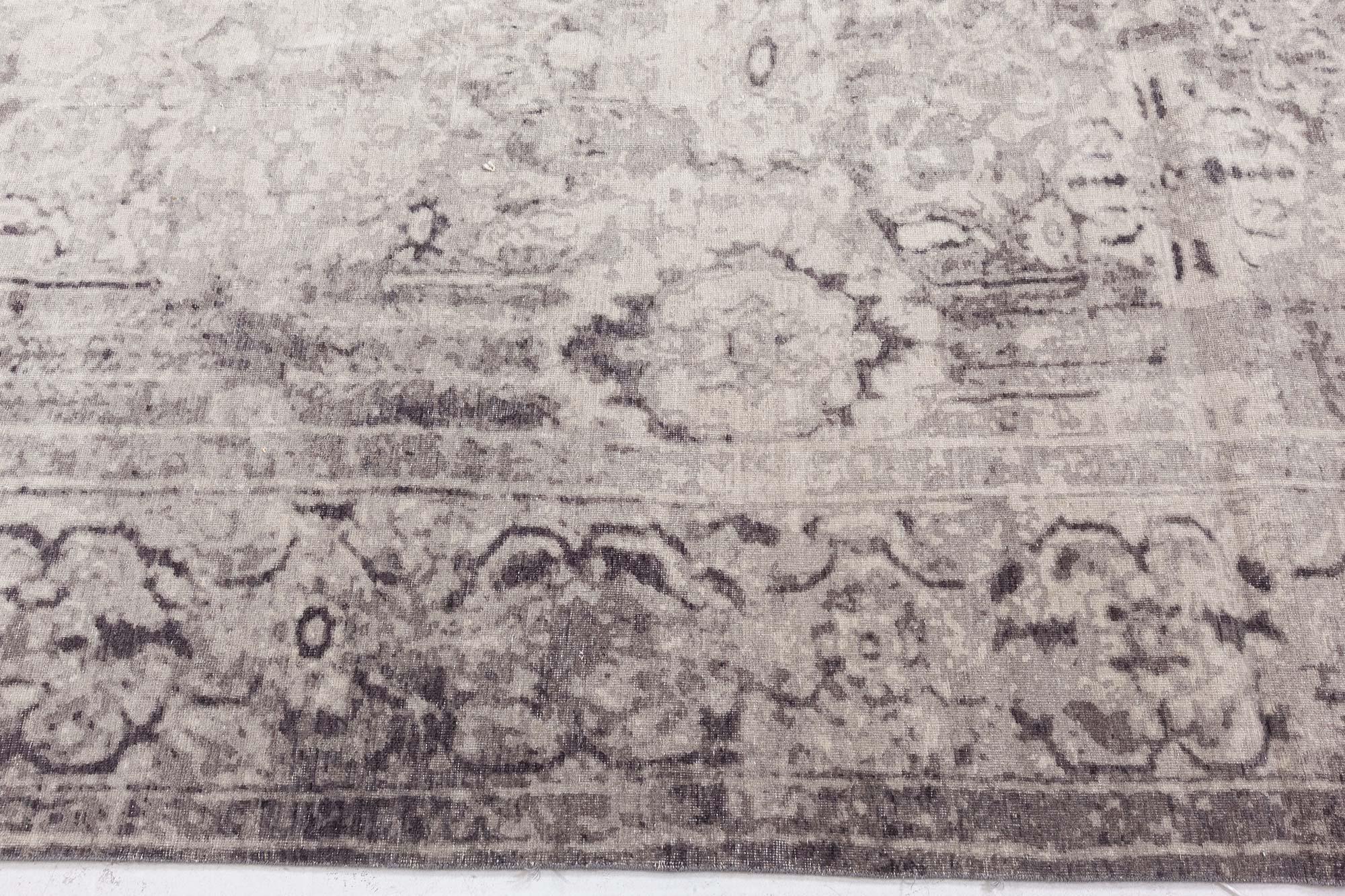Modern Contemporary Eggplant Beige Handmade Wool Rug by Doris Leslie Blau For Sale