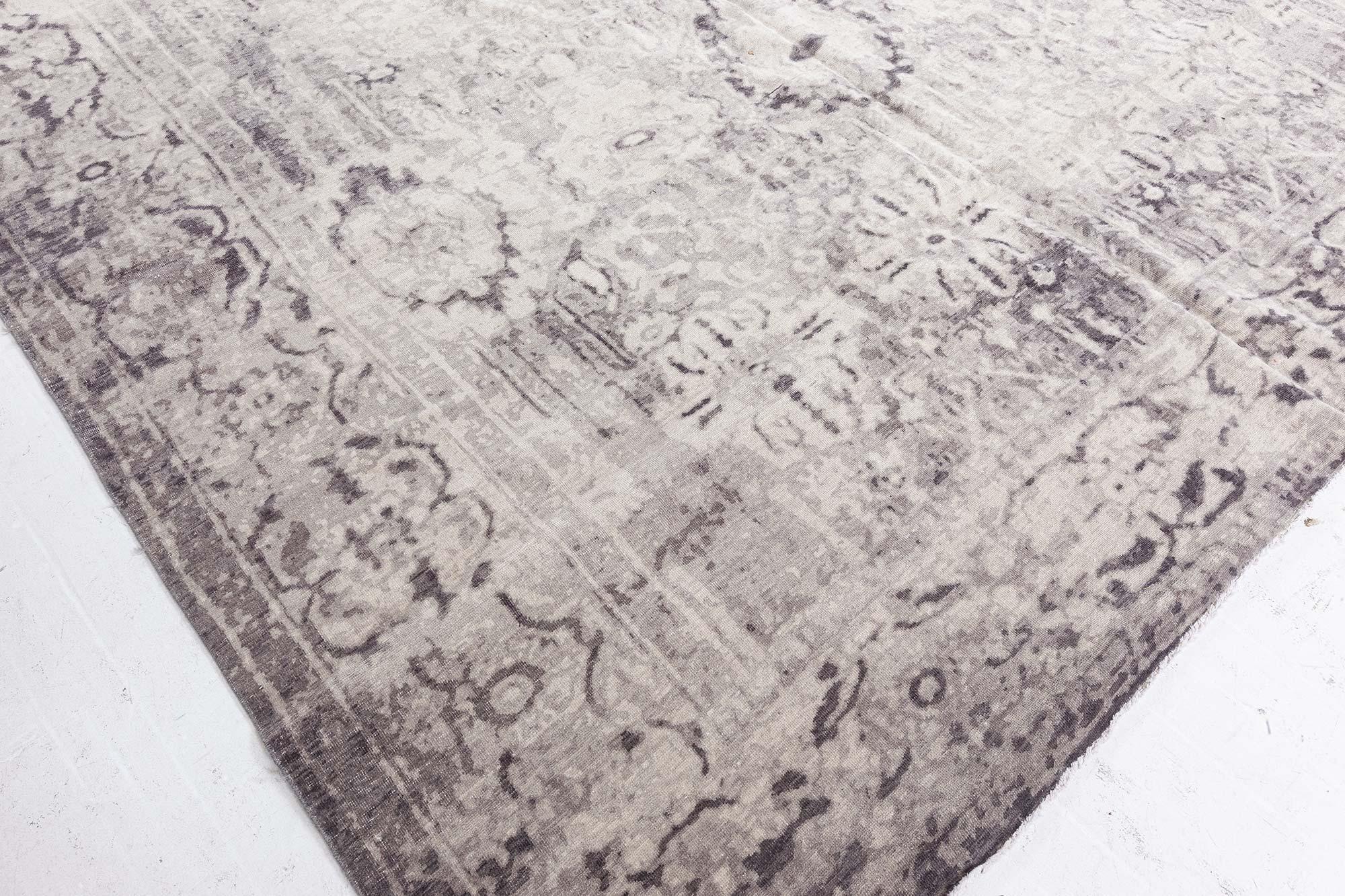 Hand-Knotted Contemporary Eggplant Beige Handmade Wool Rug by Doris Leslie Blau For Sale