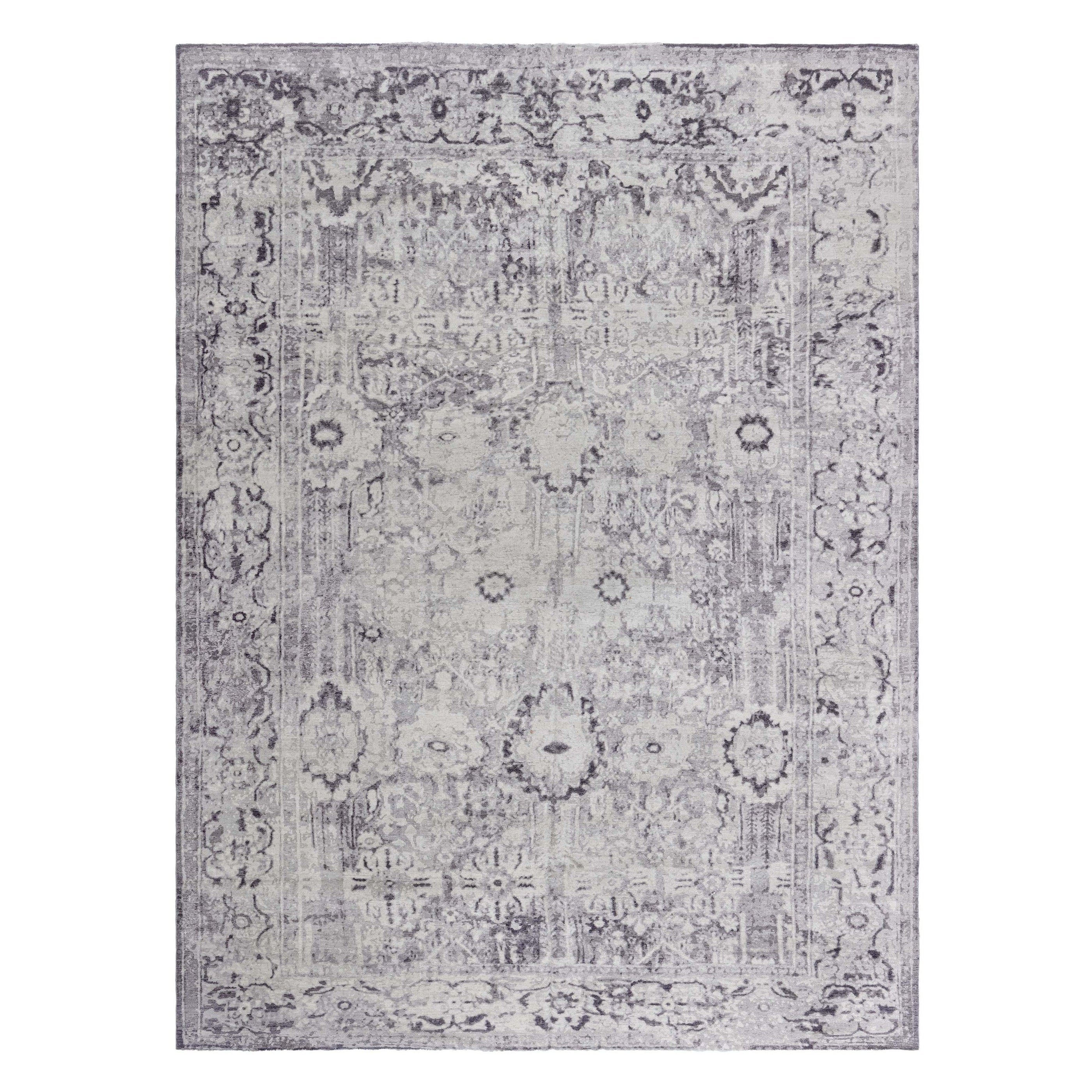 Zeitgenössischer handgefertigter Aubergine-Teppich aus Wolle von Doris Leslie Blau in Beige