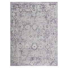 Contemporary Eggplant Beige Handmade Wool Rug by Doris Leslie Blau