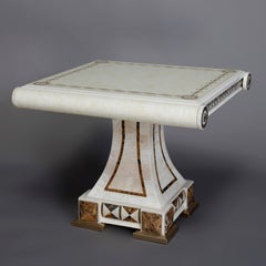 Contemporary Egyptian Revival Marble & Laminate Pedestal Side Table 20th Century