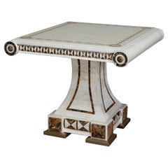 Contemporary Egyptian Revival Marble & Laminate Pedestal Side Table 20th Century