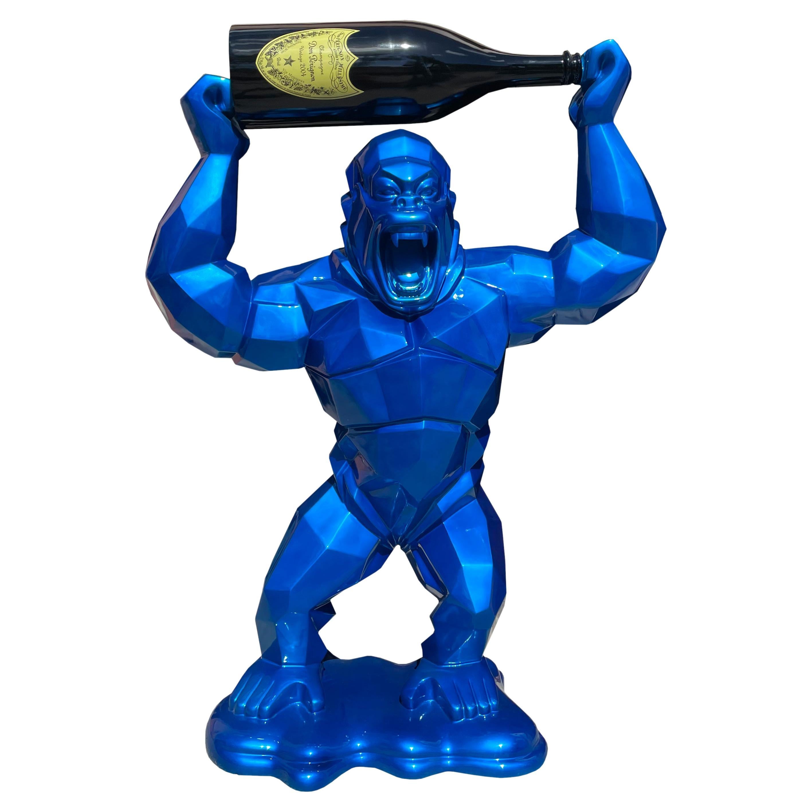 Contemporary Eight Foot Gorilla with Champagne Bottle For Sale