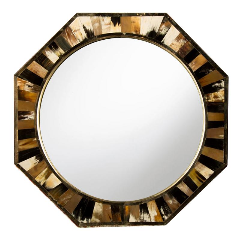 Contemporary Eight Sided Mirror, in the Manner of Karl Springer