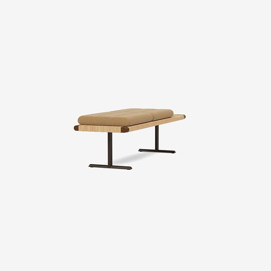'El Raval' Bench by Man of Parts
Signed by Yabu Pushelberg

Dimensions: H. 45 x 48 x 153 cm / Seat height: 45 cm
Available in various fabrics / COM available
Frame in walnut stained solid ash and rattan 

Model shown: Kvadrat Vidar col. 3 333