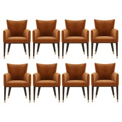 Contemporary Dining Chairs Offered In Brick Velvet, Set of 8