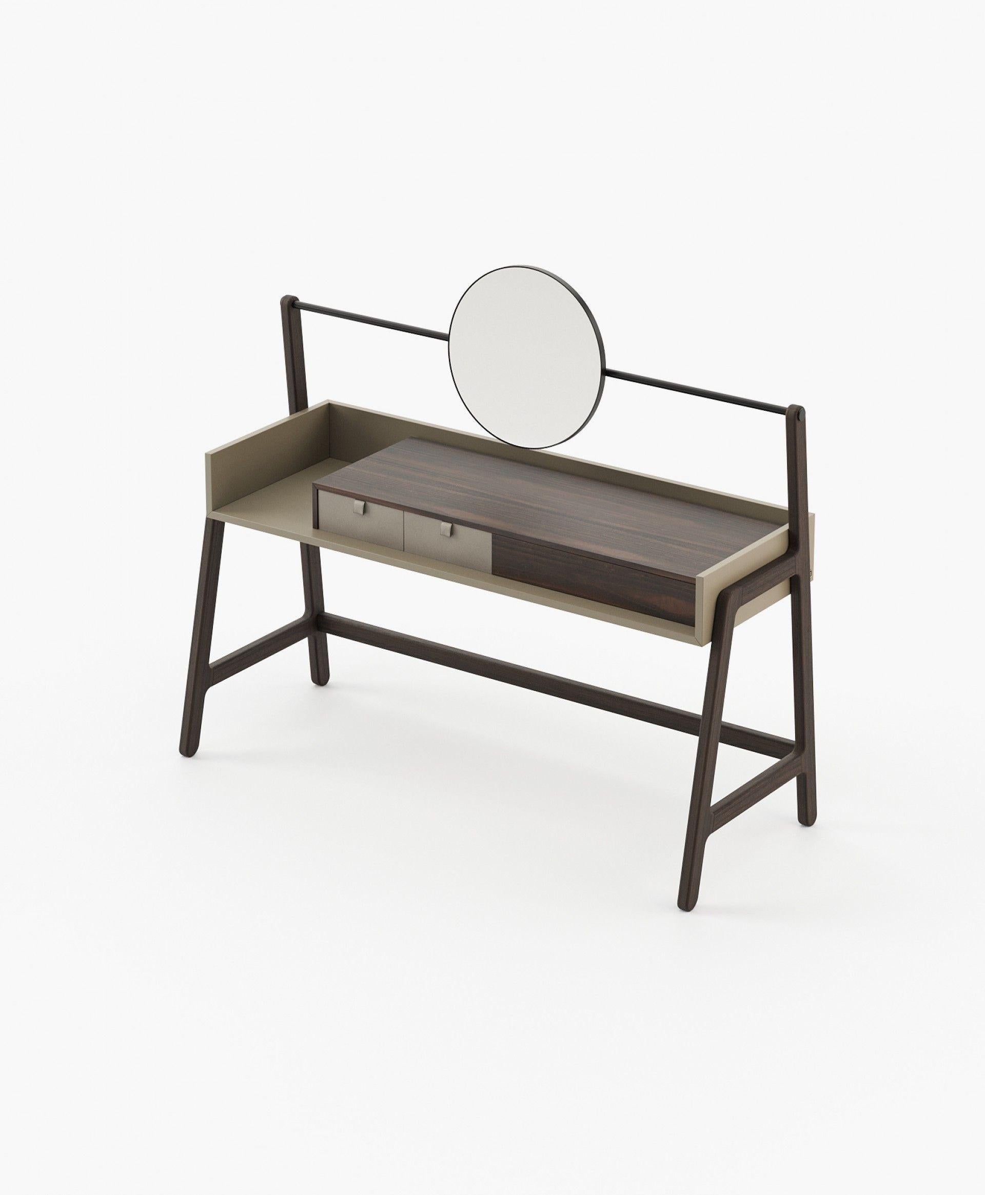 Moderne Table de toilette contemporaine Elegance avec miroir en noyer en vente