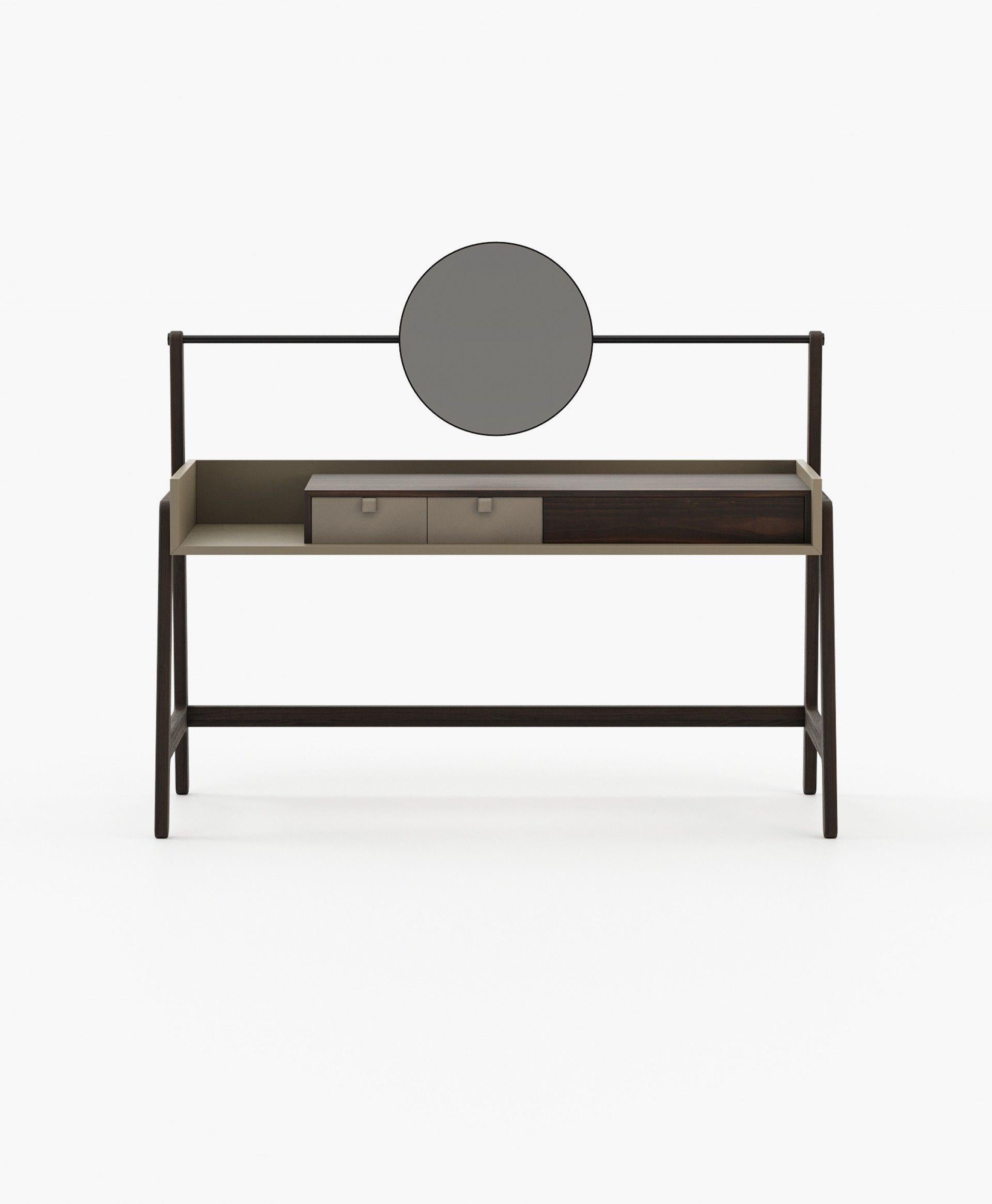Portugais Table de toilette contemporaine Elegance avec miroir en noyer en vente