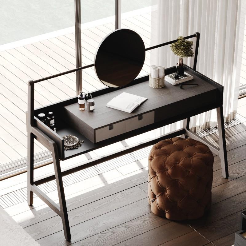 Table de toilette contemporaine Elegance avec miroir en noyer Neuf - En vente à NEW YORK, NY