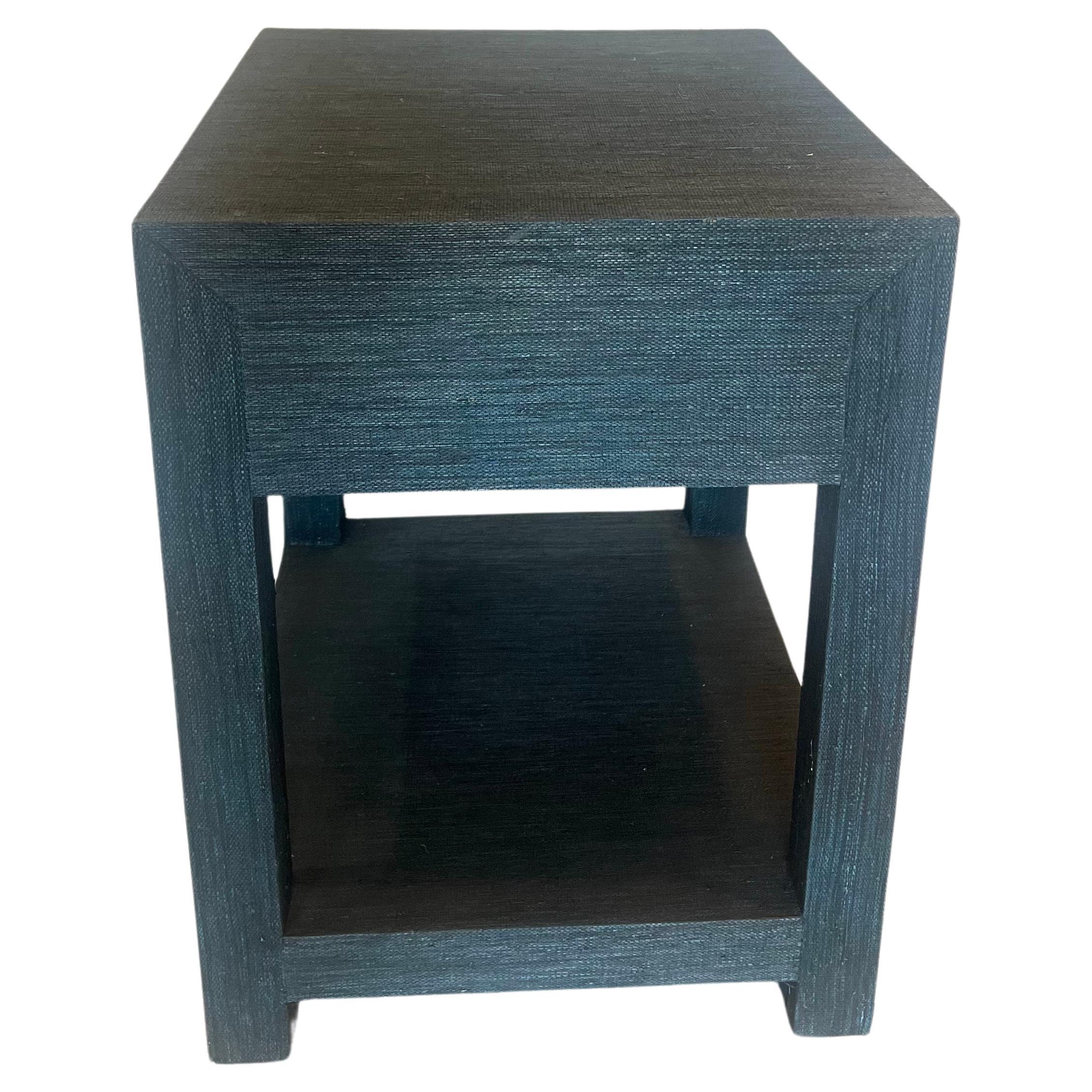 Hollywood Regency Contemporary Elegant Nightstand End Table in Linen by Serena & Lily For Sale