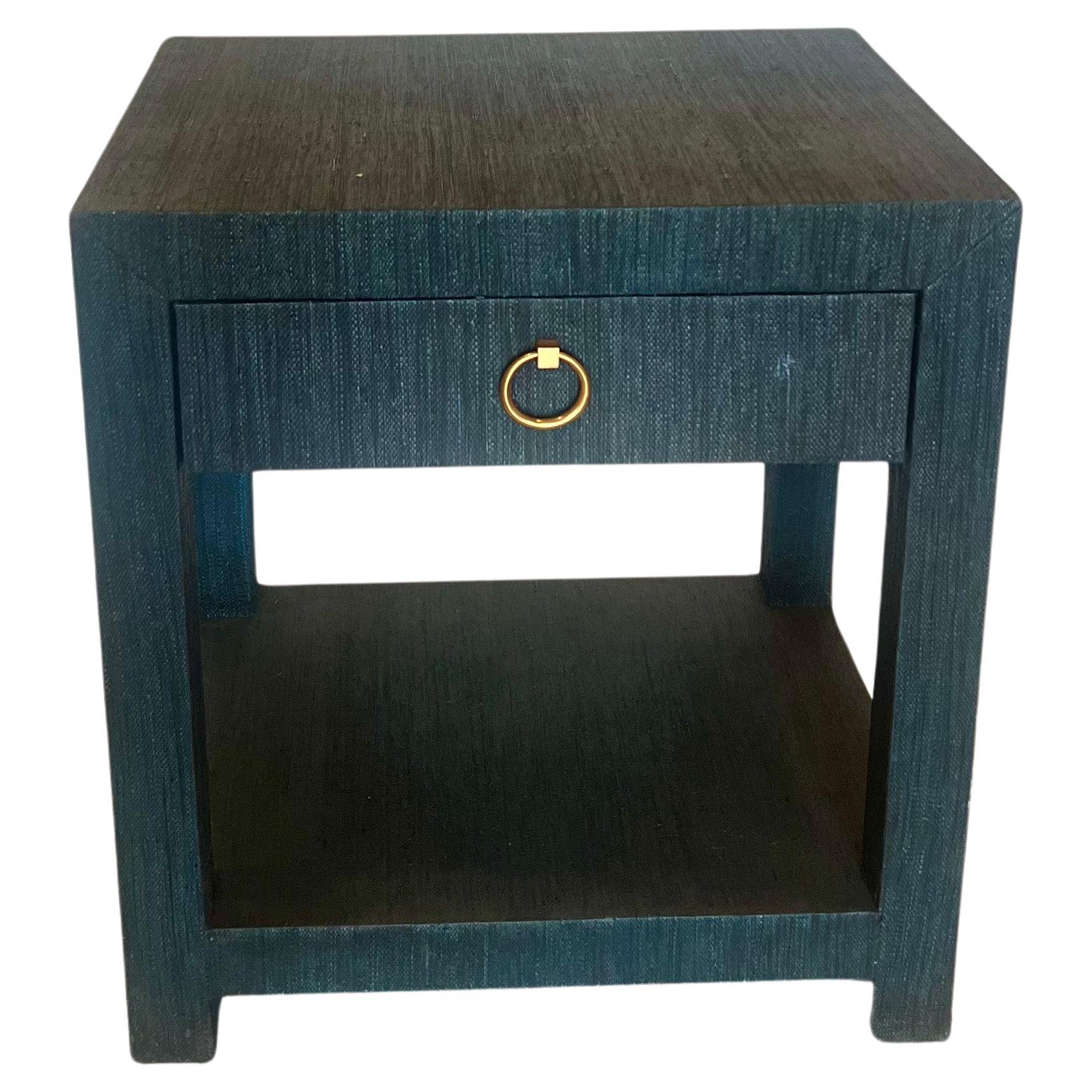American Contemporary Elegant Nightstand End Table in Linen by Serena & Lily For Sale