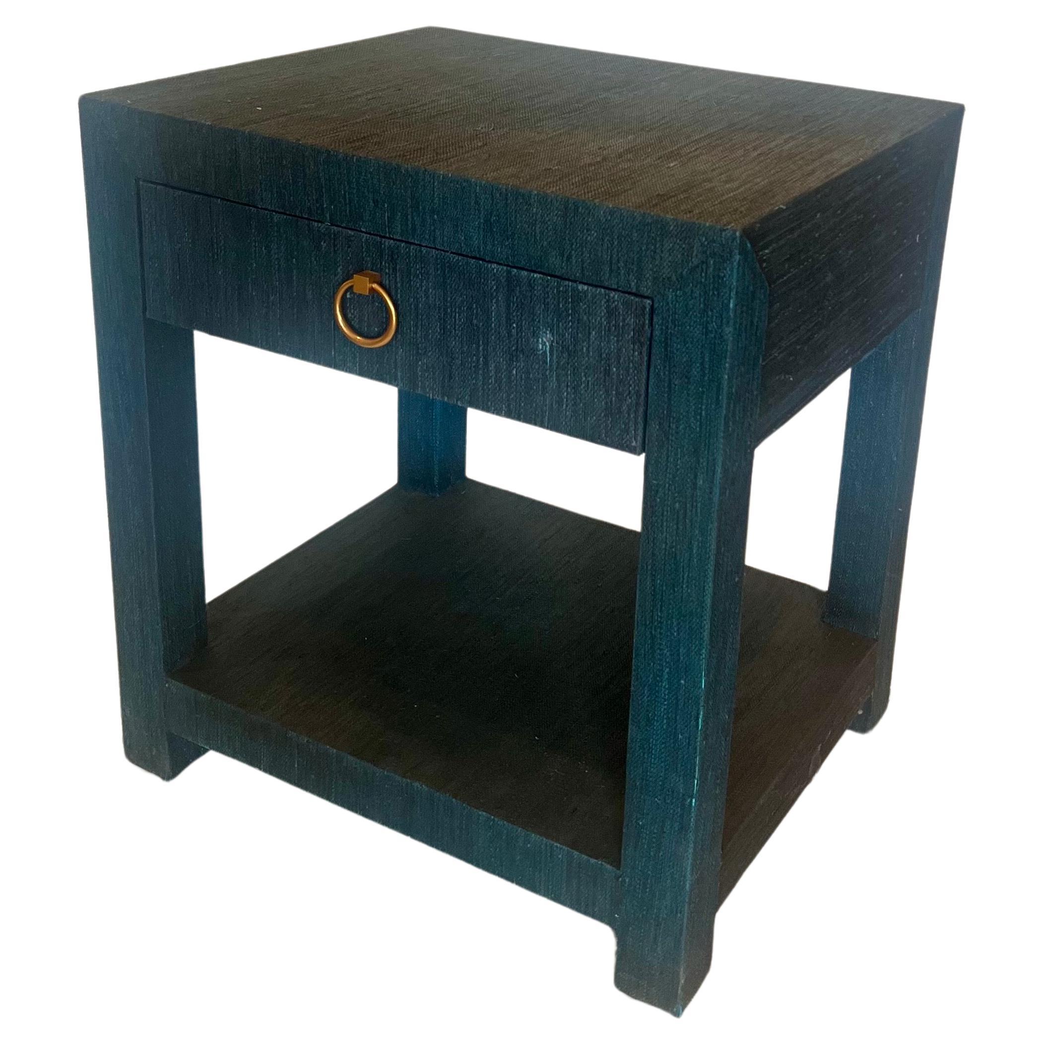 Contemporary Elegant Nightstand End Table in Linen by Serena & Lily For Sale