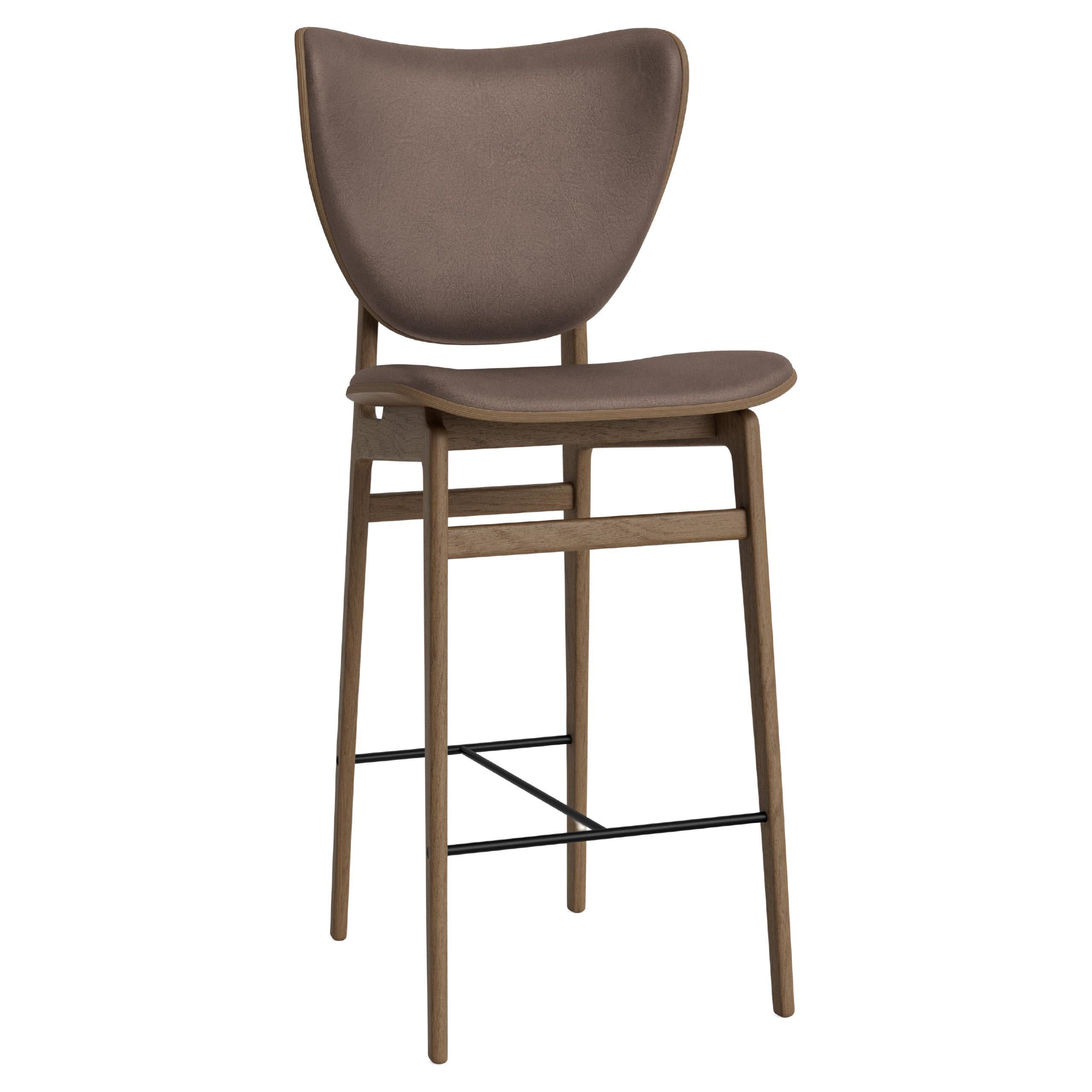 Chaise de bar contemporaine 'Elephant' par Norr11, Oak Light Smoked, Leather Brown