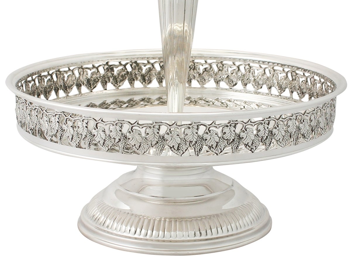 Embossed Contemporary Elizabeth II Sterling Silver Cake Stand or Centerpiece