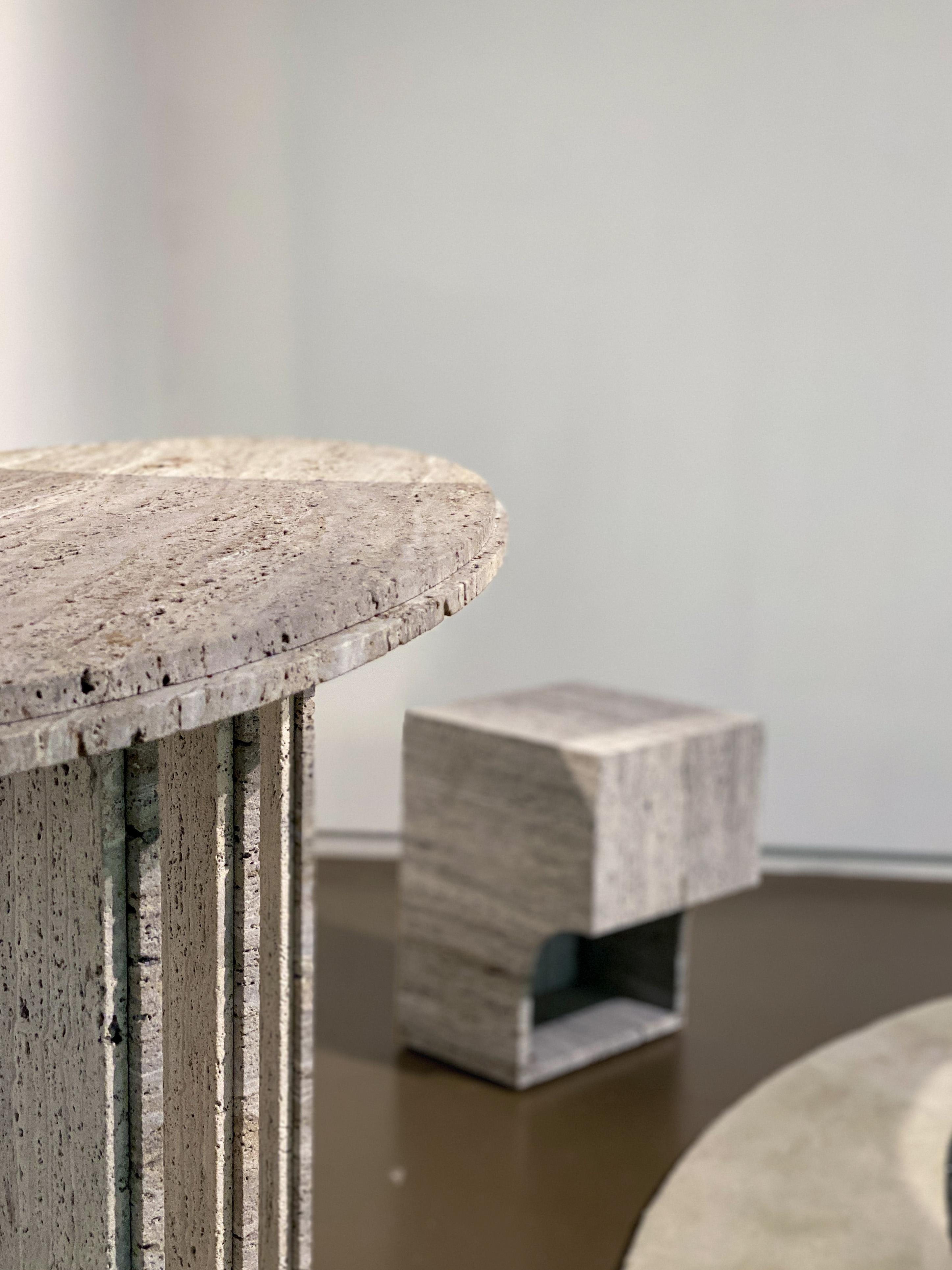 Contemporary Ellipse Console Table, Travertine Titanium by Barh Design In New Condition For Sale In Antwerp, Antwerp