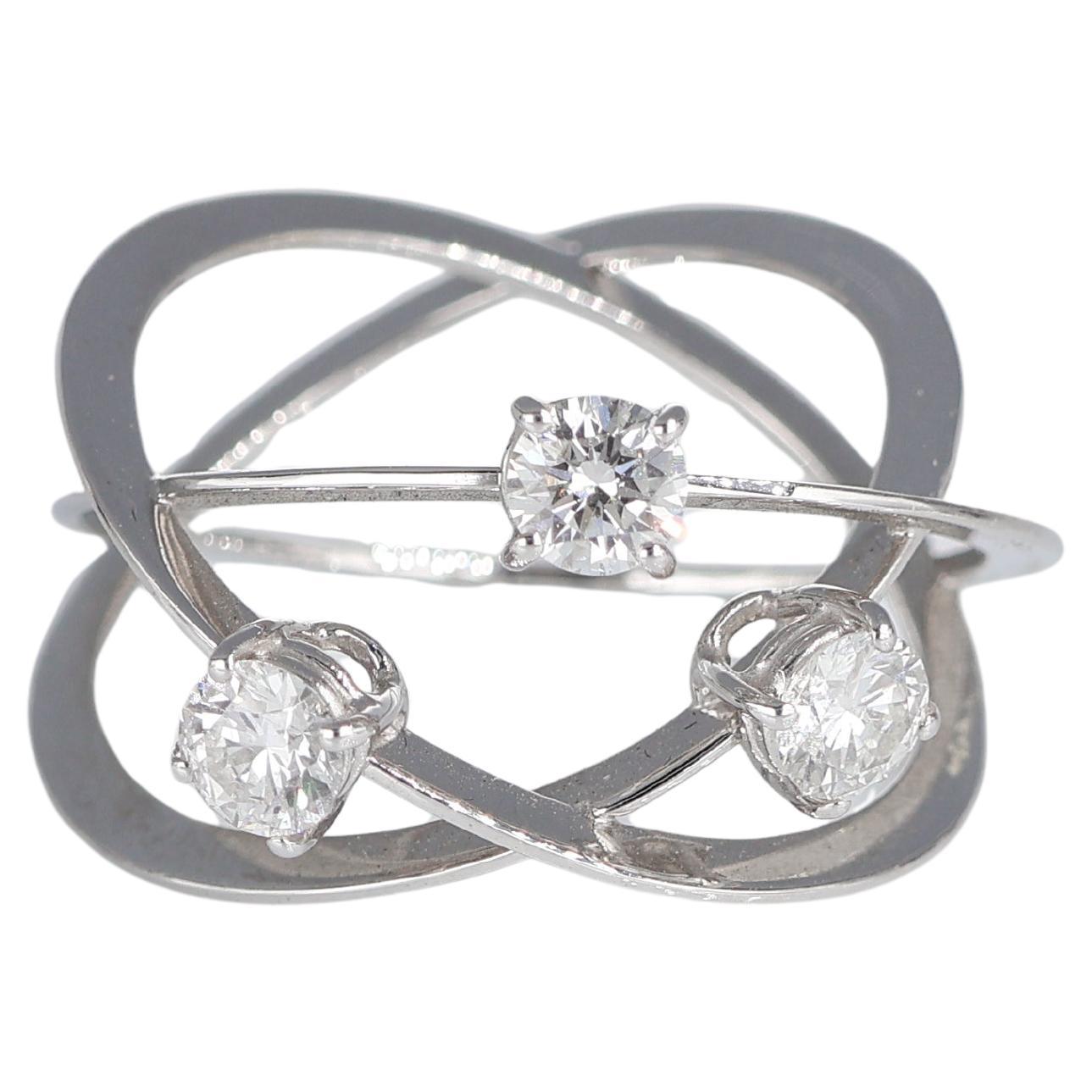 Contemporary Ellipse White Diamond 0.76 carats Ring in 18kt White Gold