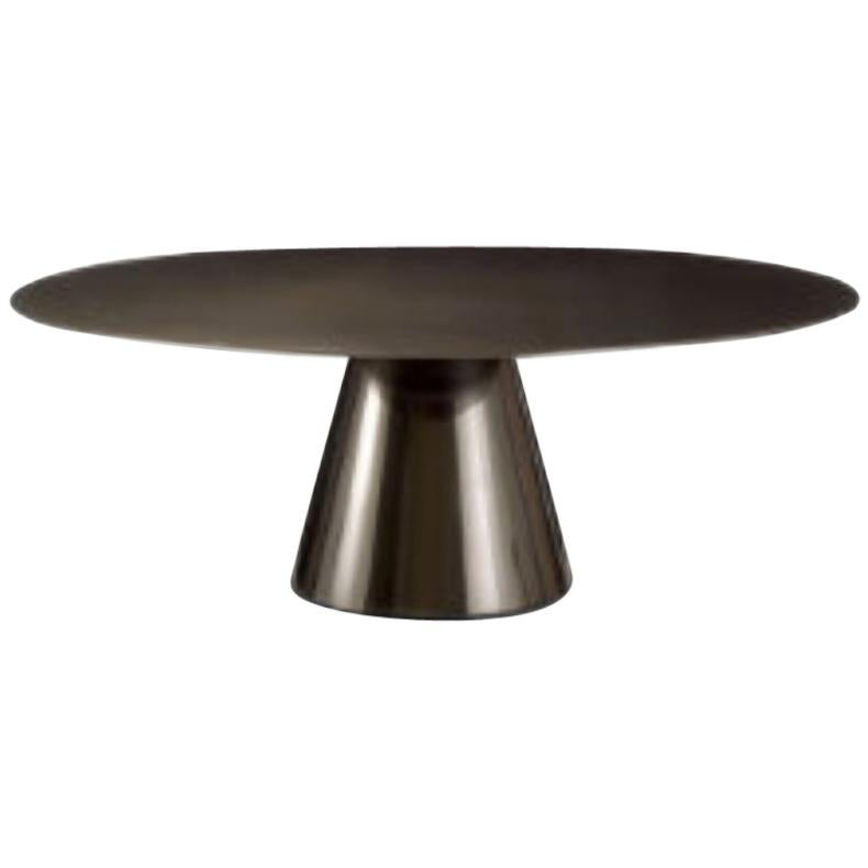 Davidson's Contemporary Circular, Elystan Dining Table, in Sycamore Black Wood