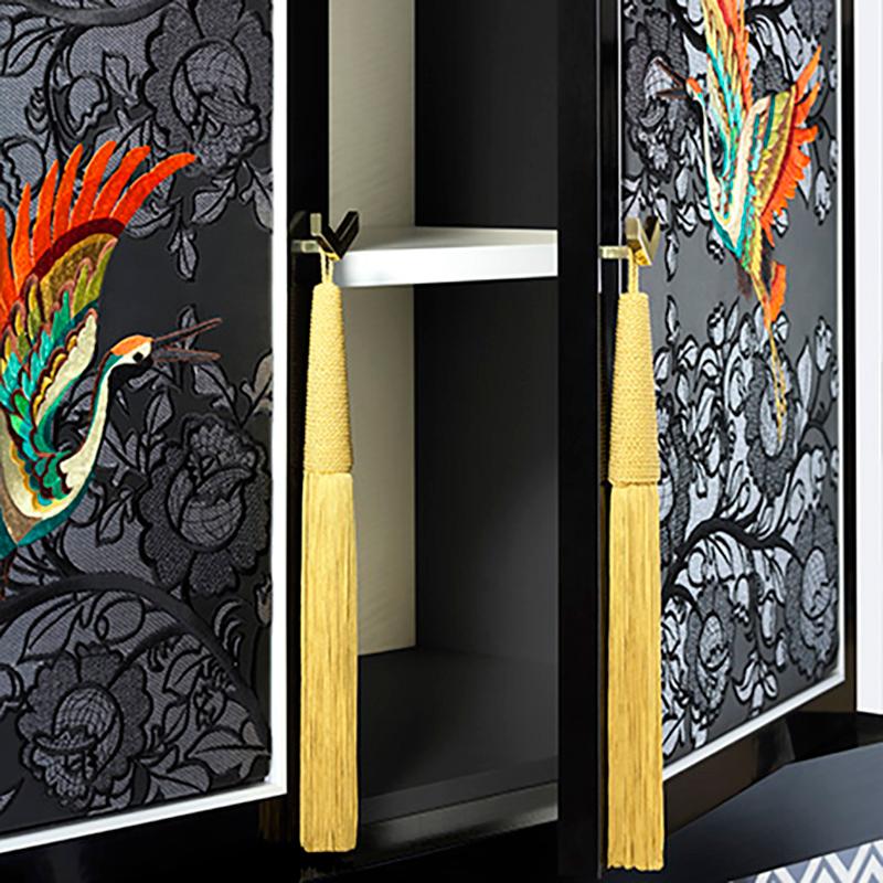 Italian Contemporary Embroidered Cabinet For Sale