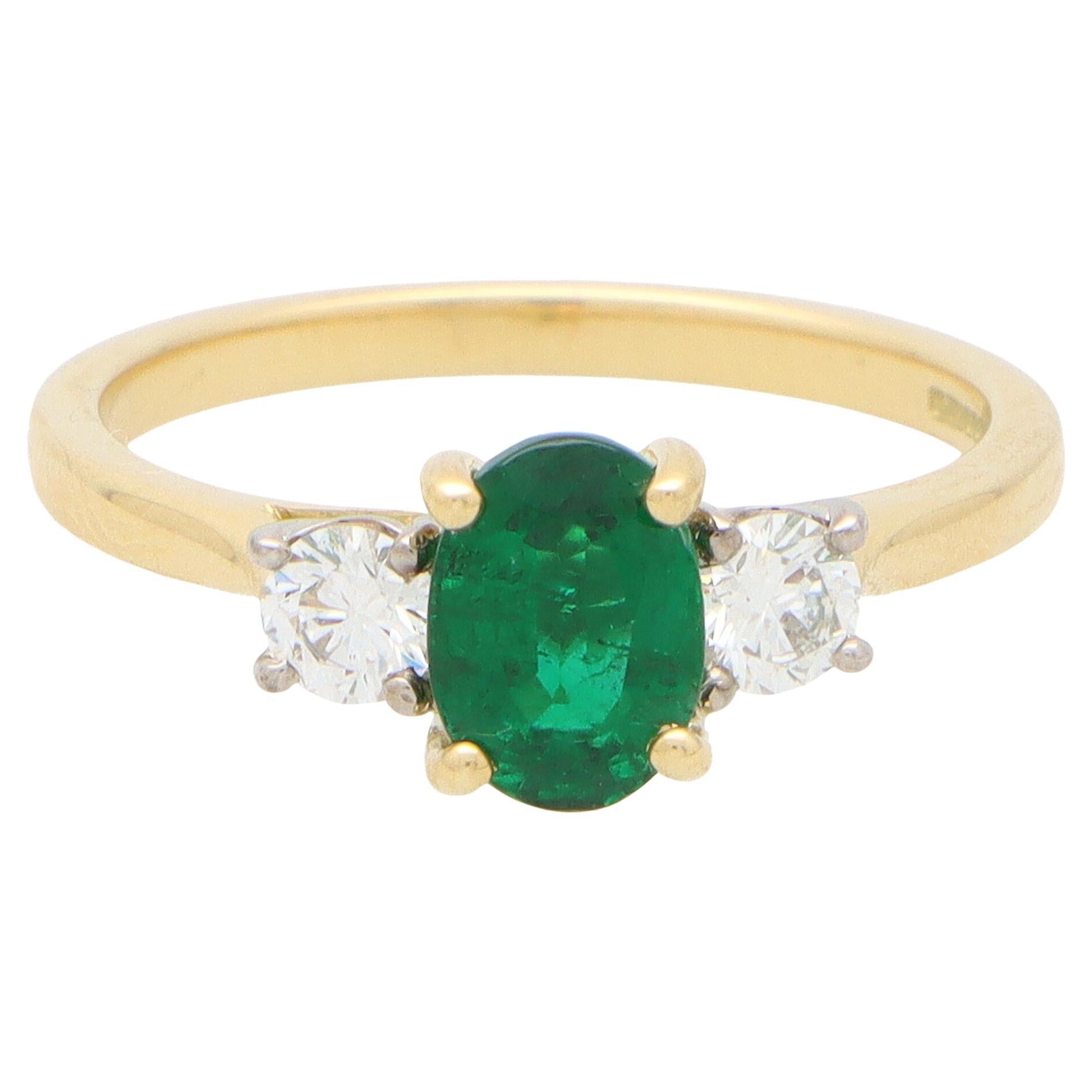 Nigaam 6.74 Cttw. Emerald, Blue Sapphire and Diamond Three-Stone Ring ...