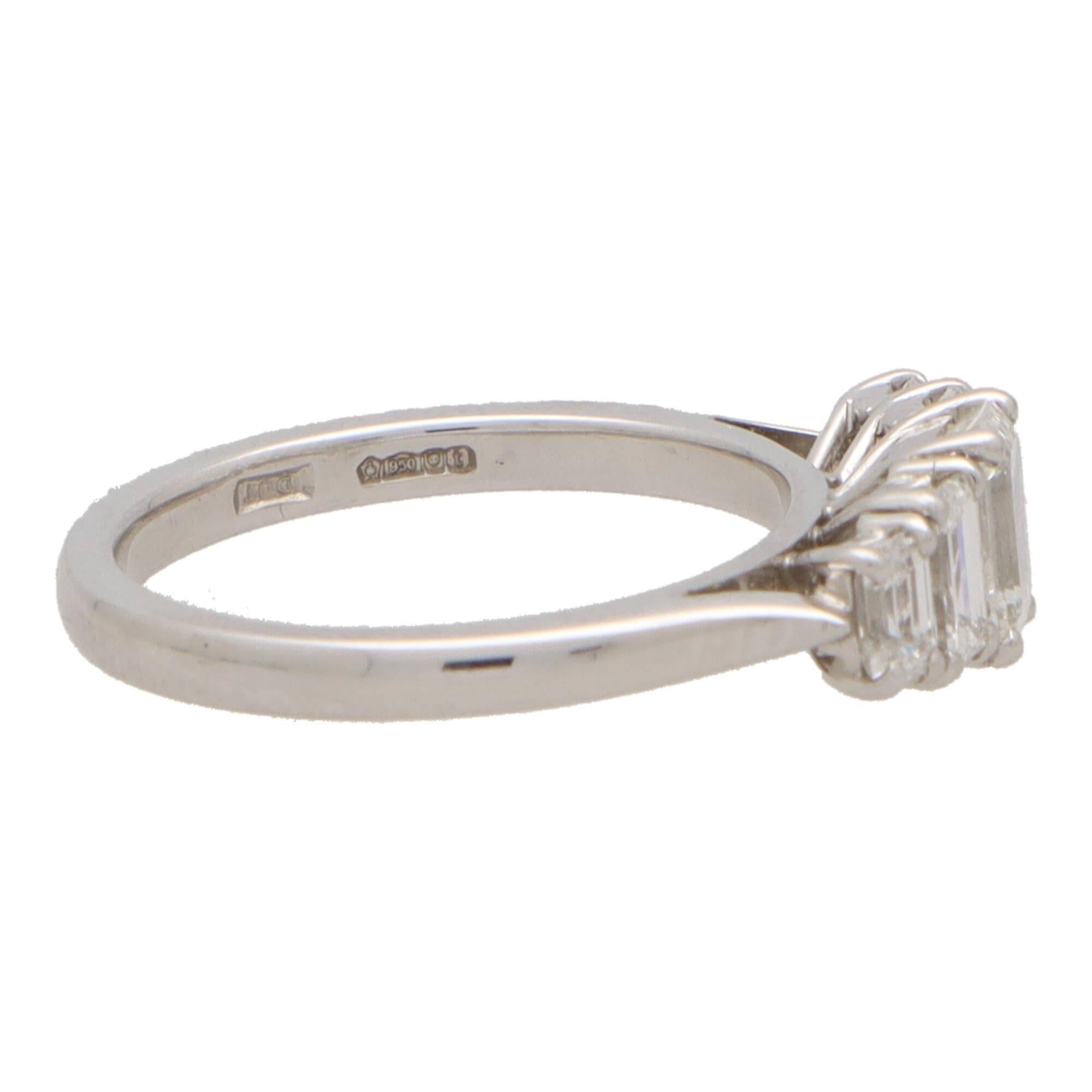 Modern Contemporary Emerald Cut Diamond Five Stone Ring in Platinum
