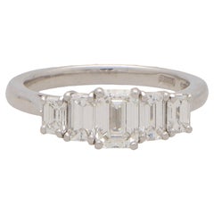 Contemporary Emerald Cut Diamond Five Stone Ring in Platinum