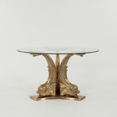 Contemporary Empire Style Brass Dolphin Table