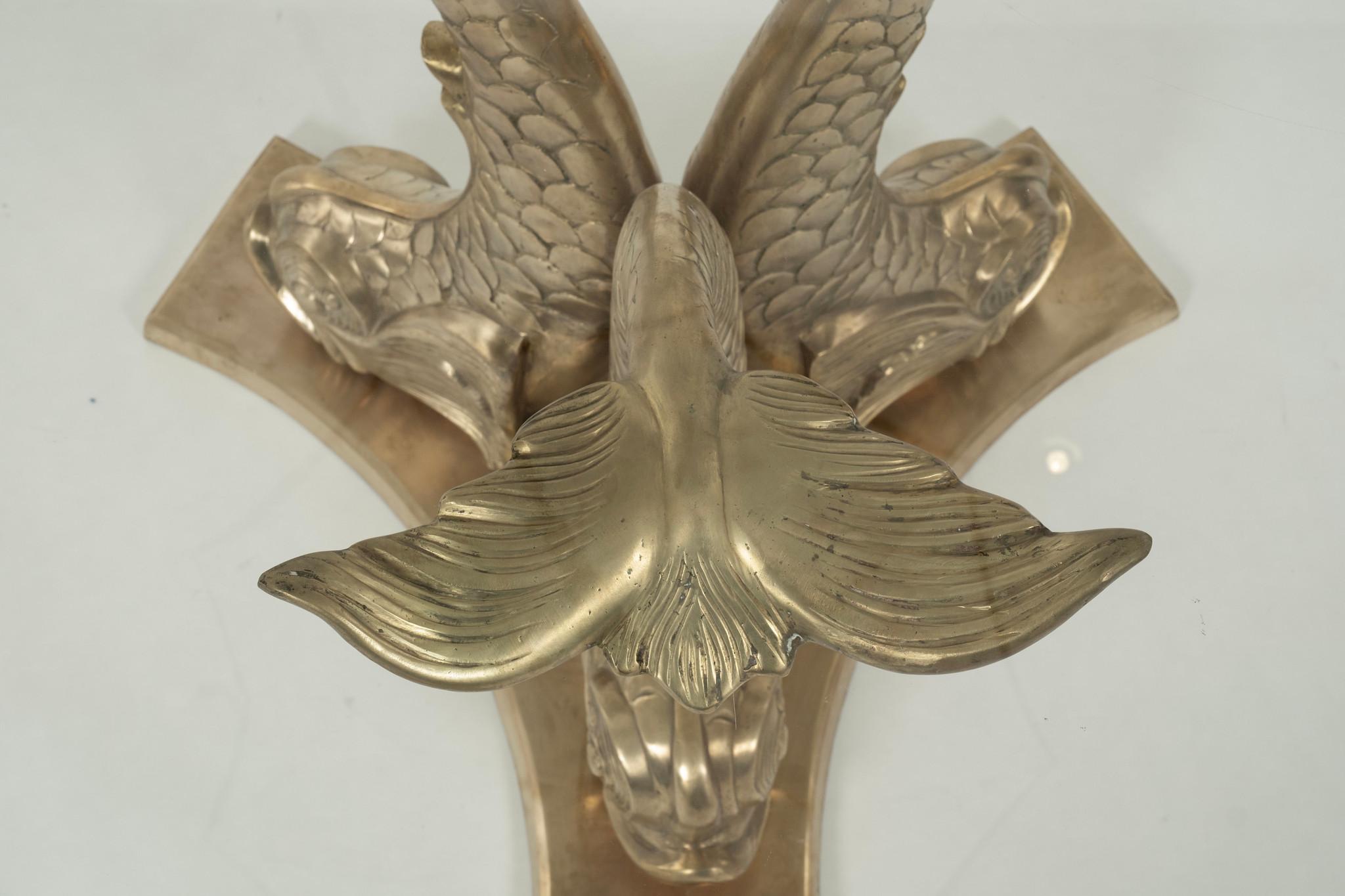 20th Century Contemporary Empire Style Brass Dolphin Table For Sale
