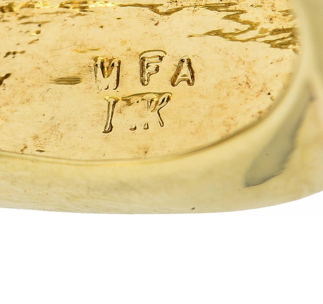 Zeitgenössischer Emaille 14 Karat Gelbgold Ägyptische Revival Kartusche Siegelring im Angebot 3