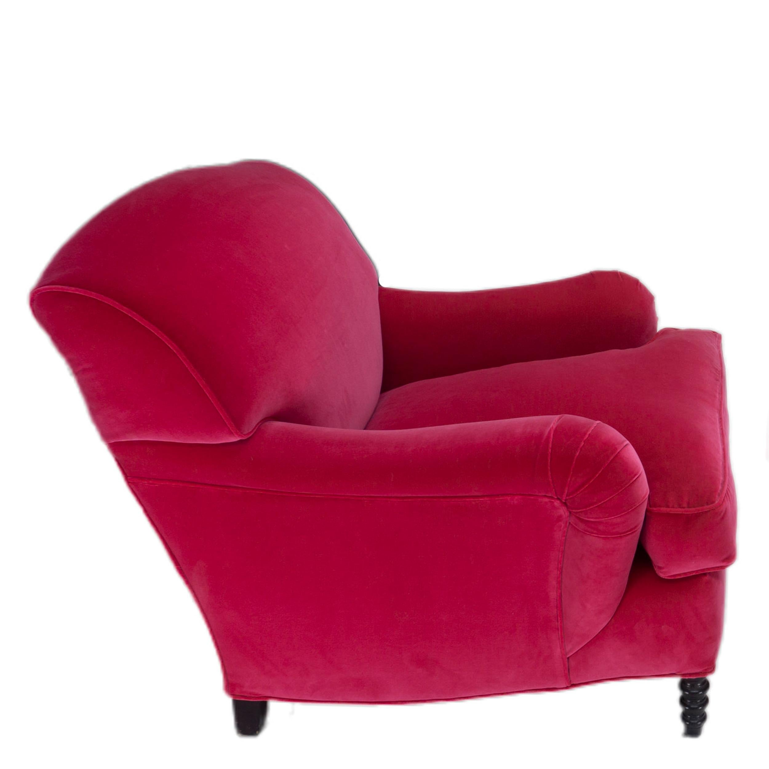 Modern Contemporary English Rolled Arm Club Chair For Sale