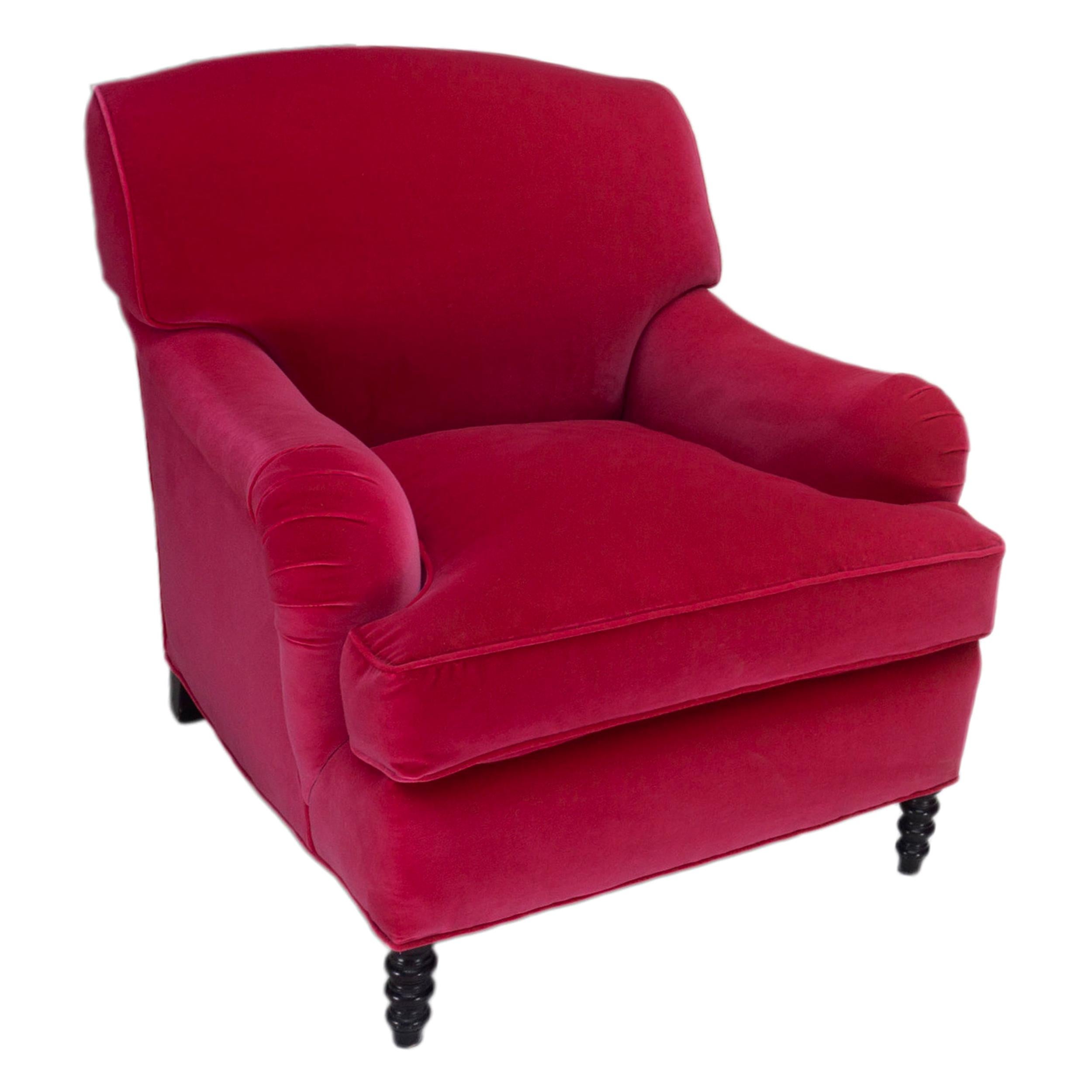 Contemporary English Rolled Arm Club Chair For Sale