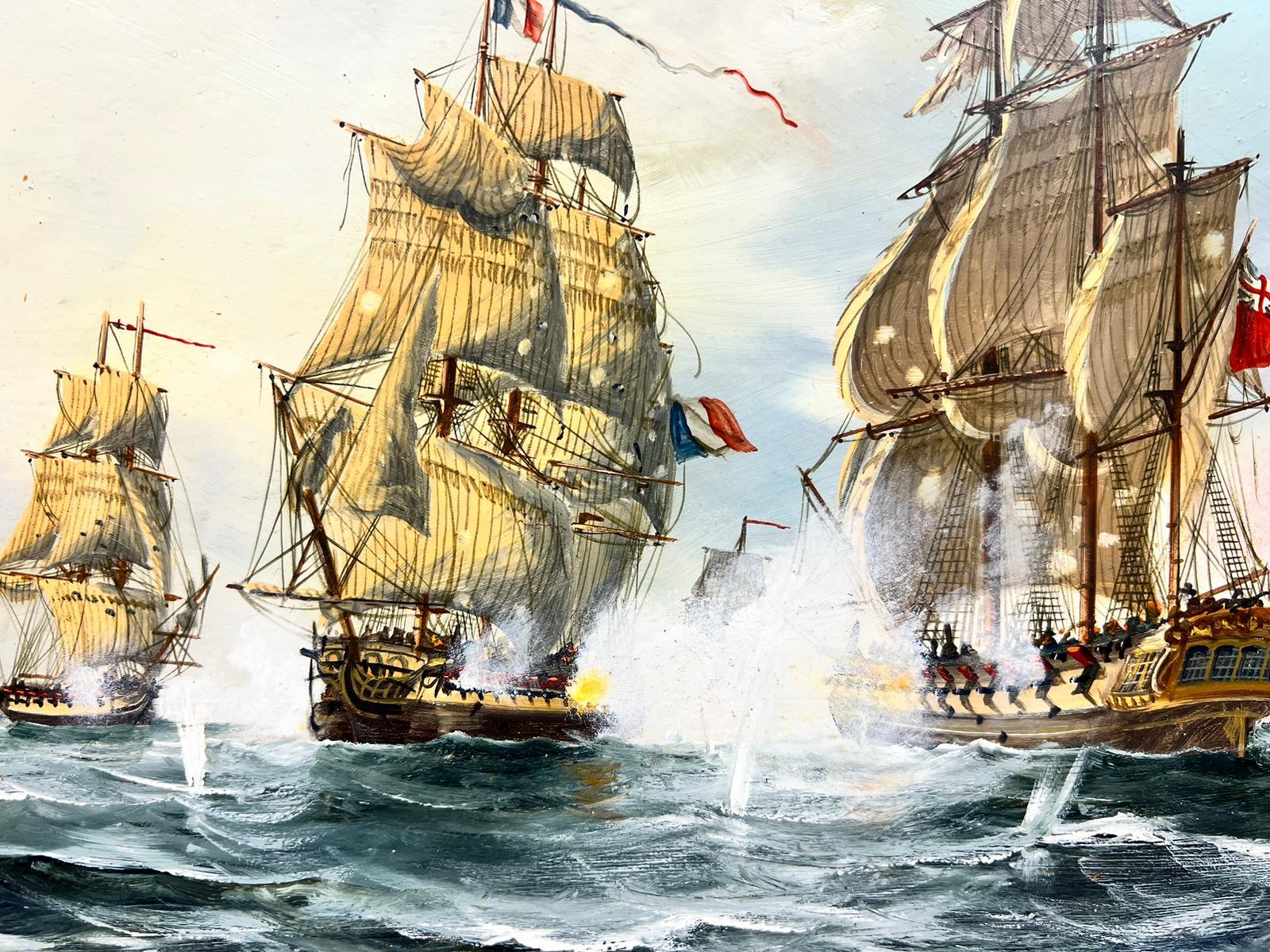 Englische Schule, Ölgemälde, Napoleonische Kriege, Marine-Verlobungsschlacht auf See – Painting von Contemporary English School