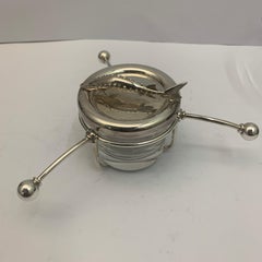 Contemporary English Silver and Glass Caviar Dish, 1997 Birmingham