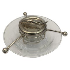 Contemporary English Silver and Glass Caviar Dish, 1997 Birmingham