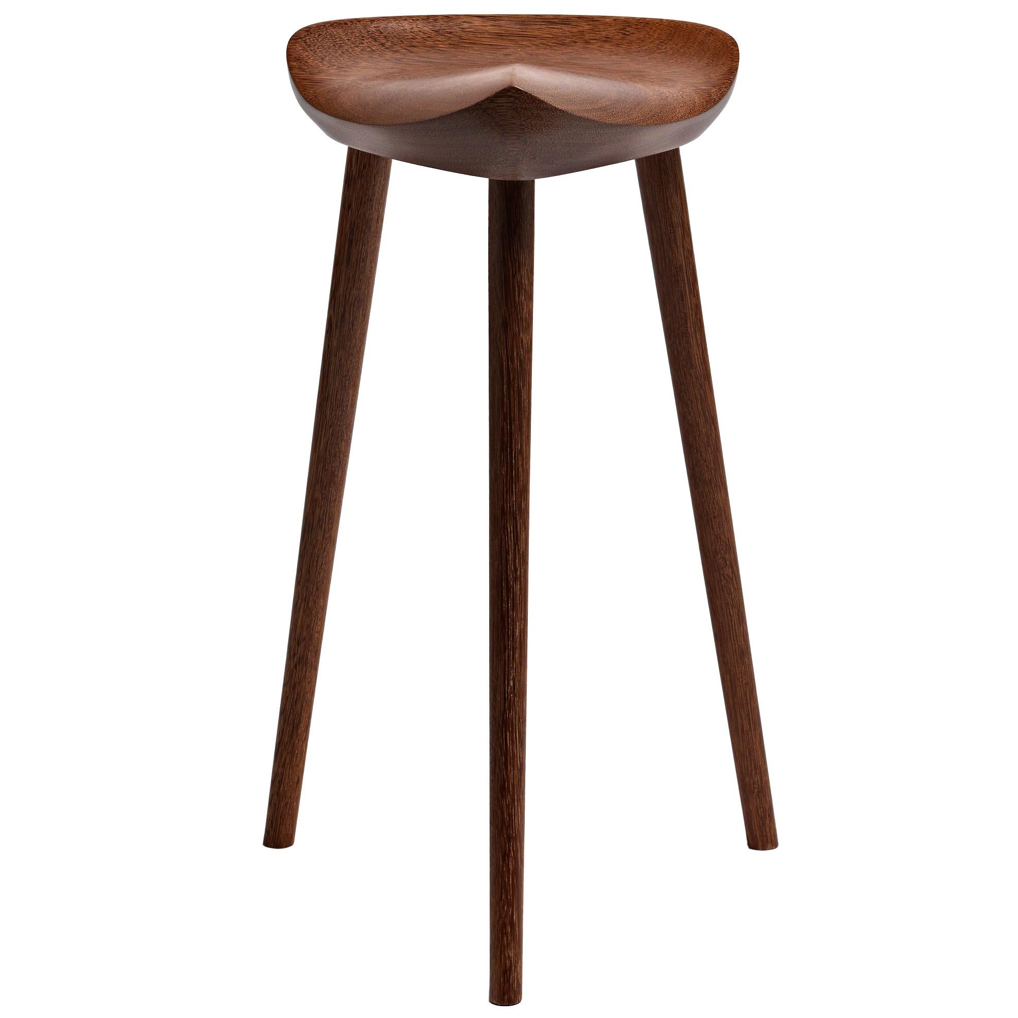 Hand-Carved Contemporary Stool in Brazilian Hardwood Design by Ricardo Graham Ferreira For Sale