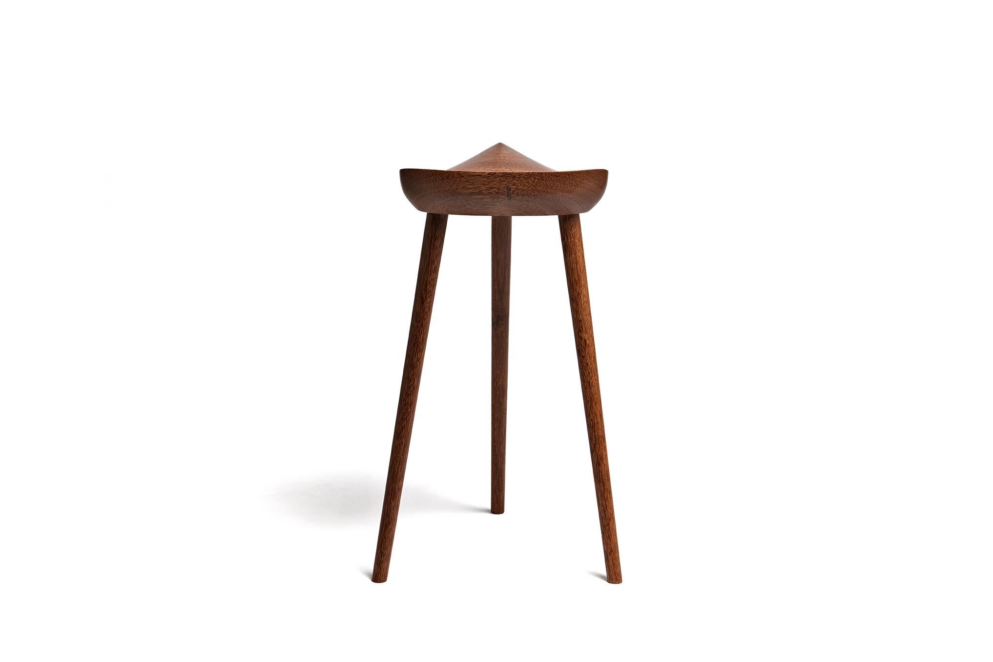 Wood Contemporary Stool in Brazilian Hardwood Design by Ricardo Graham Ferreira For Sale