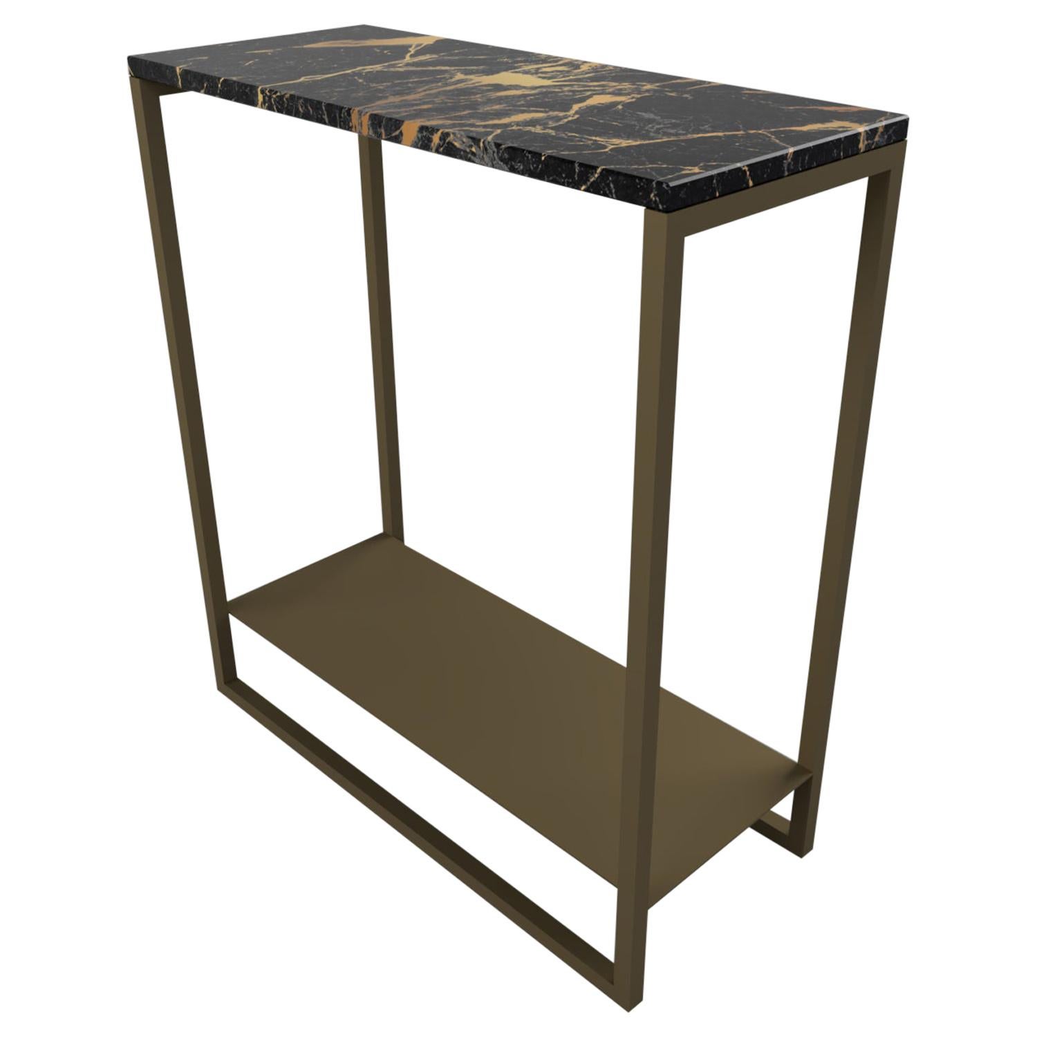 Console Eros Small su misura in marmo e bronzo chiaro verniciato a polvere