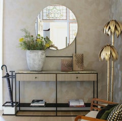 Contemporary Eros Console with Drawers in Marble and Powder Coated Steel